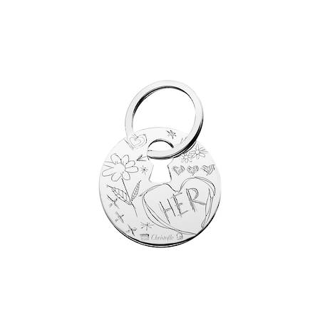 Silver Plated Graffiti Key Chain "Her"